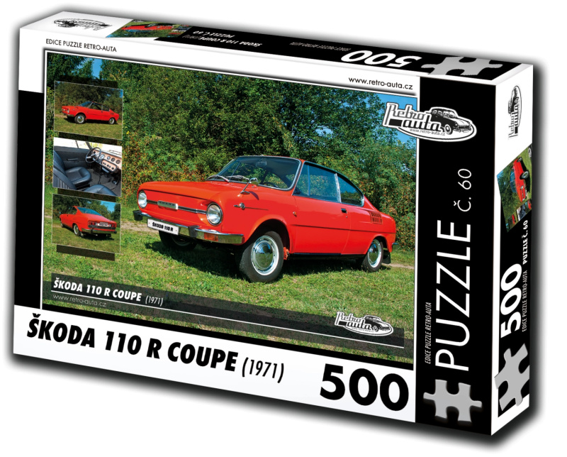 RETRO-AUTA Puzzle č. 60 Škoda 110 R Coupe (1971) 500 dílků