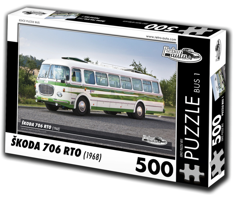 RETRO-AUTA Puzzle BUS č.1 ŠKODA 706 RTO (1968) 500 dílků