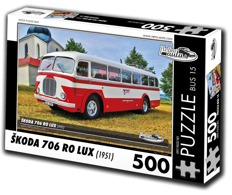 Puzzle Retro-Auta autobus Škoda 706 RO LUX (1951) 500 dílků