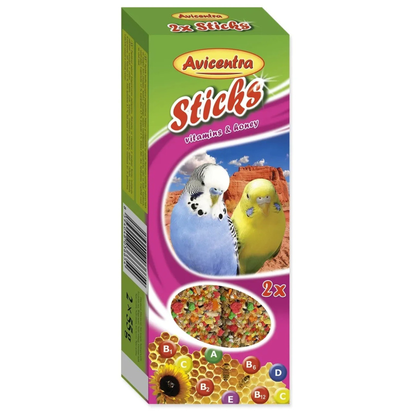 Avicentra tyčinky andulka - vitam.+med 2 ks