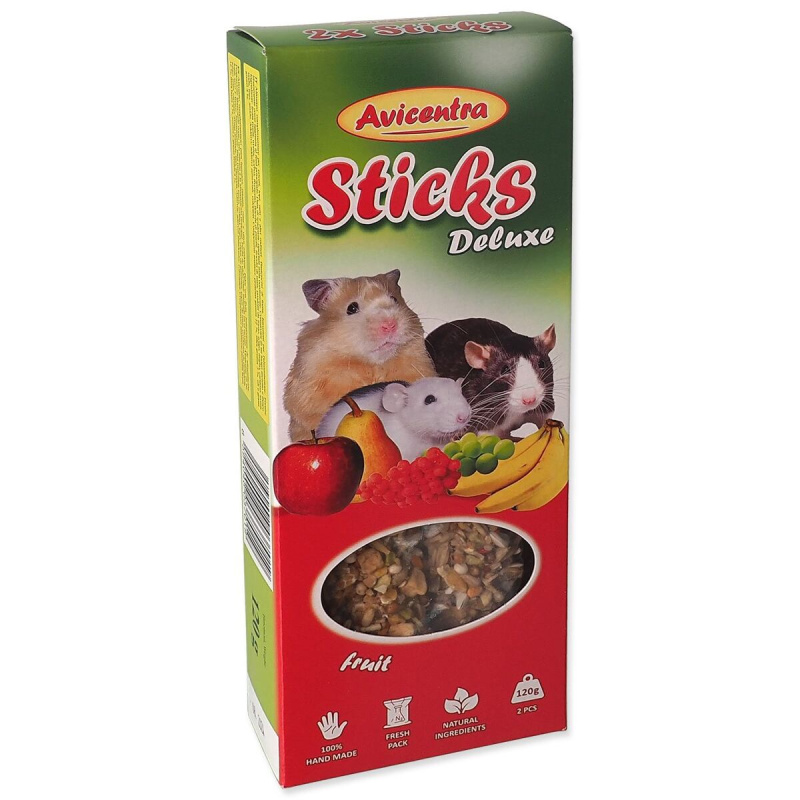 Tyčinky AVICENTRA ovocné pro malé hlodavce 2 ks