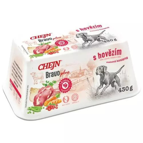 Chejn bravo plus konzerva hovězí s zeleninou a šípkem p 430g