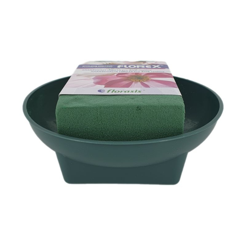 Aranžovací hmota zelená v misce - obdélník