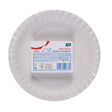 aro Talíř 18 cm papírový 100 ks