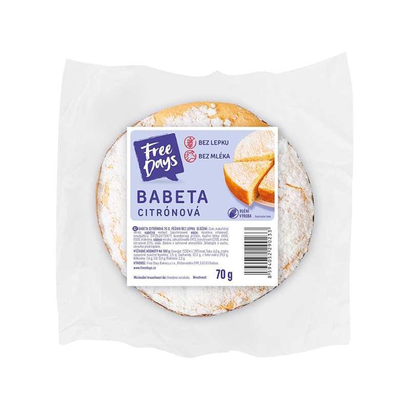 FREE DAYS Bezlepková babeta citrónová 70 g