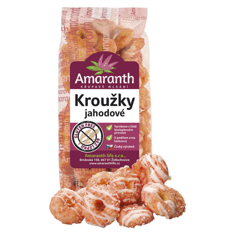 AMARANTH Kroužky jahodové 90 g