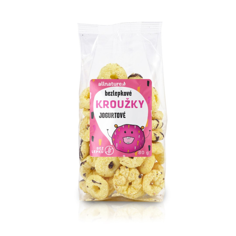 Allnature Bezlepkové Kroužky jogurtové, 80 g