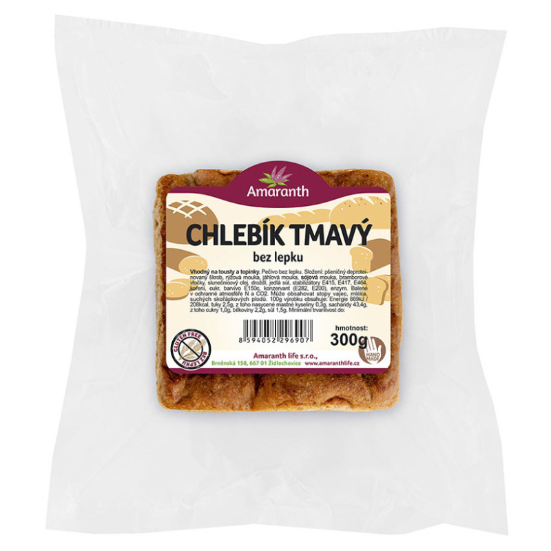 AMARANTH Bezlepkový toustový chléb tmavý 300 g