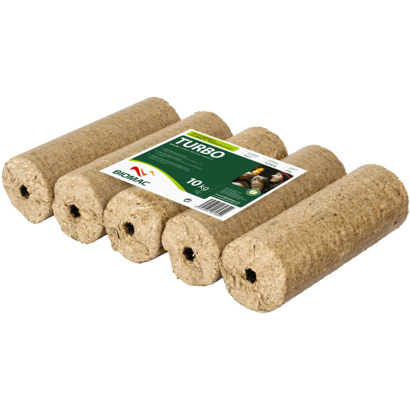 Biomac Dřevní brikety válcové TURBO měkké 10 kg