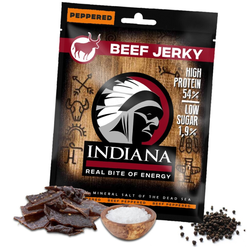 INDIANA Jerky hovězí Peppered ZIP 90g