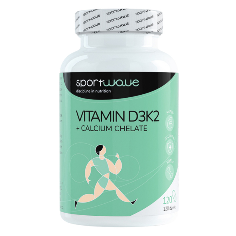 Sportwave VITAMIN D3K2 + CALCIUM CHELATE 120 kapslí