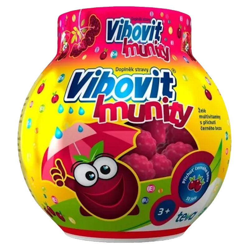VIBOVIT Imunity želé multivitaminy příchuť černého bezu 50 kusů