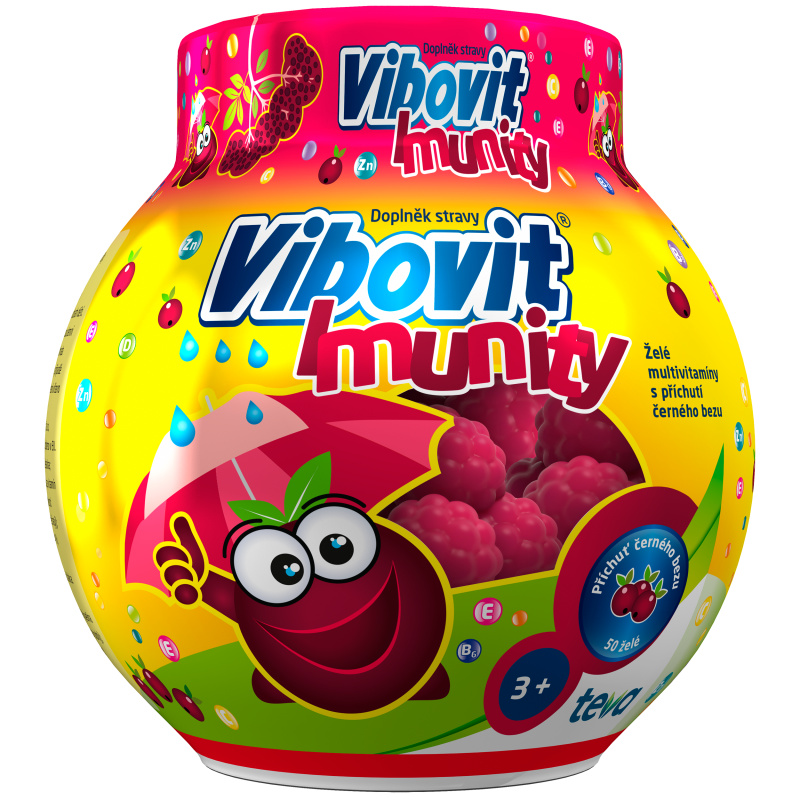 VIBOVIT Imunity želé multivitaminy příchuť černého bezu 50 kusů