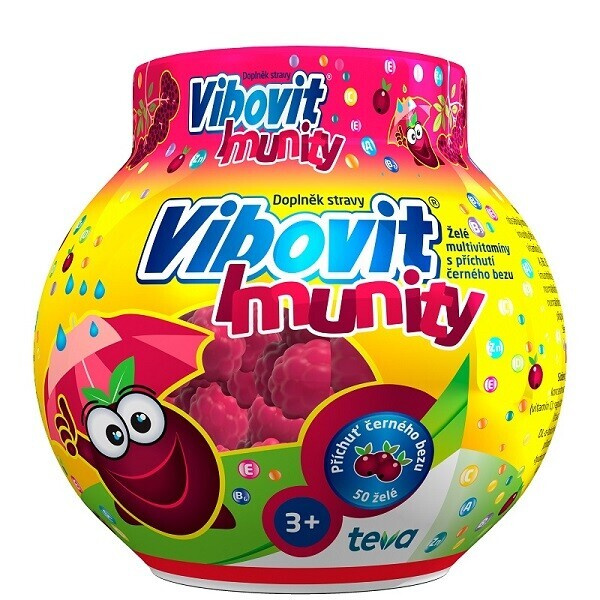 VIBOVIT Imunity želé multivitaminy příchuť černého bezu 50 kusů