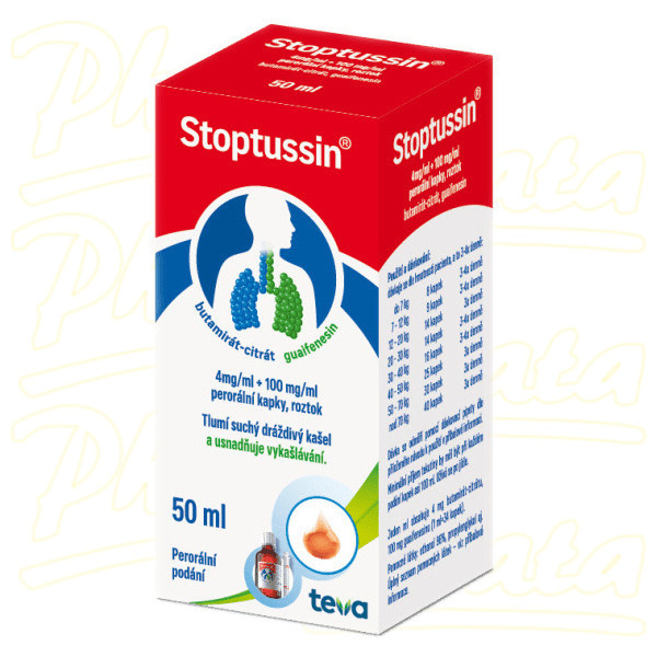 STOPTUSSIN 4 mg/ml + 100 mg/ml perorální kapky, roztok