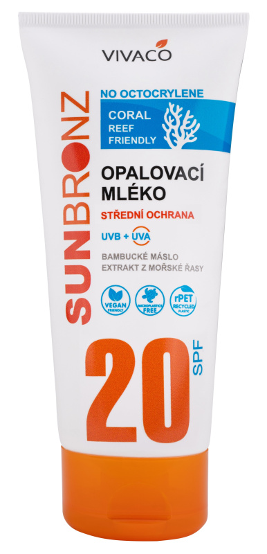 Vivaco Opalovací mléko bez octocrylenu SPF 20 - Coral friendly 200 ml
