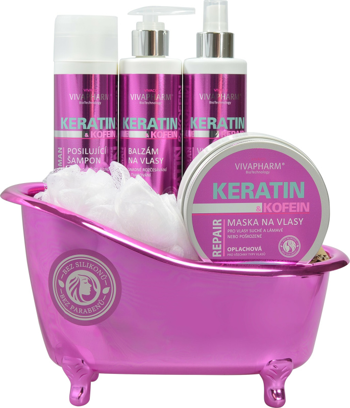 Dárková sada vlasové kosmetiky KERATIN, fialová vanička