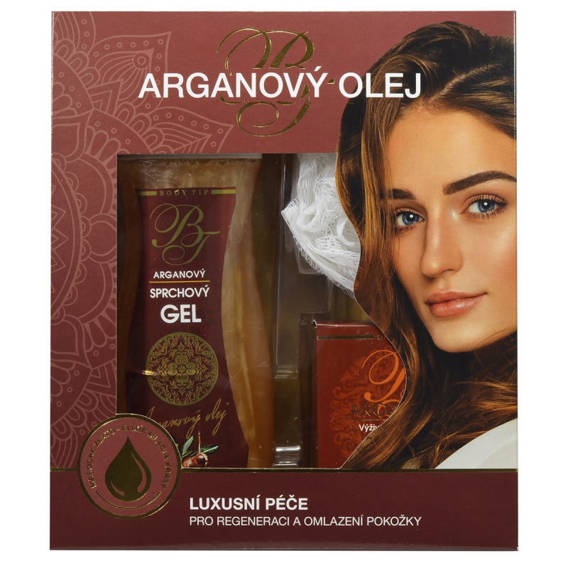 VIVACO Vánoční balíček se sprchovým gelem, pleťovým krémem z Argan Oil a dárkem 1 ks
