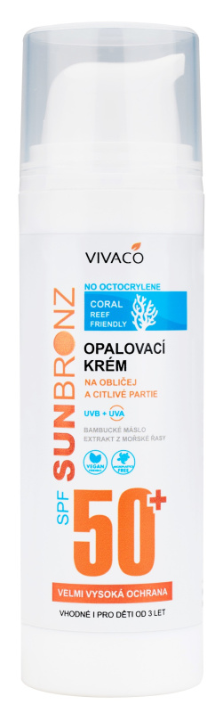 Vivaco Opalovací krém na obličej SPF 50+ Coral friendly 50 ml