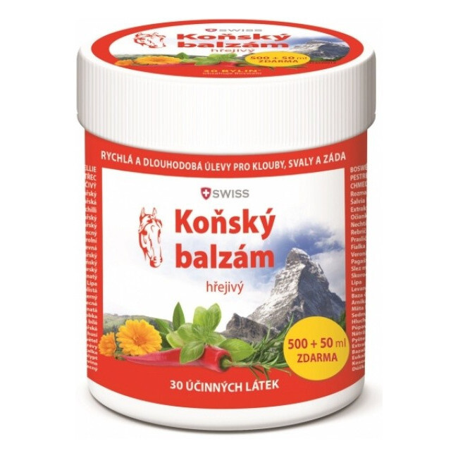 Koňský balzám SWISS hřejivý, 500 + 50 ml