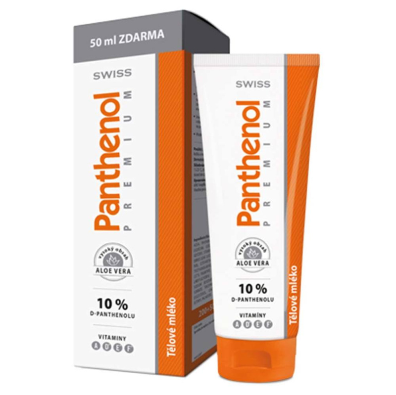 Panthenol SWISS Panthenol 10% Swiss PREMIUM tělové mléko, 200+50ml zdarma