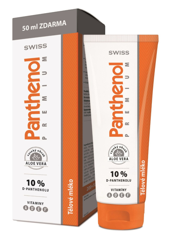 Panthenol SWISS Panthenol 10% Swiss PREMIUM tělové mléko, 200+50ml zdarma
