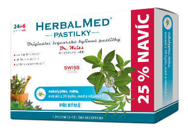 Dr. Weiss HerbalMed Eukalyptus + máta + vitamin C, 24+6 pastilek