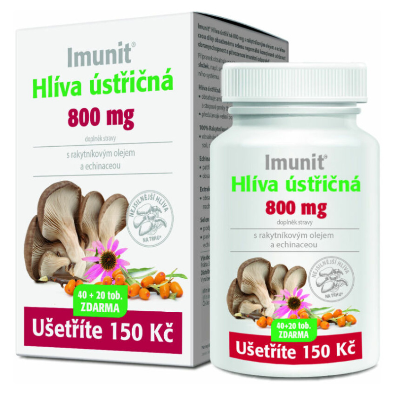 IMUNIT Hlíva ústřičná 800 mg s rakytníkem a echinaceou, 40+20 tobolek