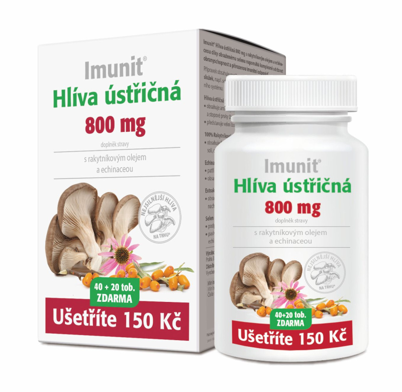 IMUNIT Hlíva ústřičná 800 mg s rakytníkem a echinaceou, 40+20 tobolek