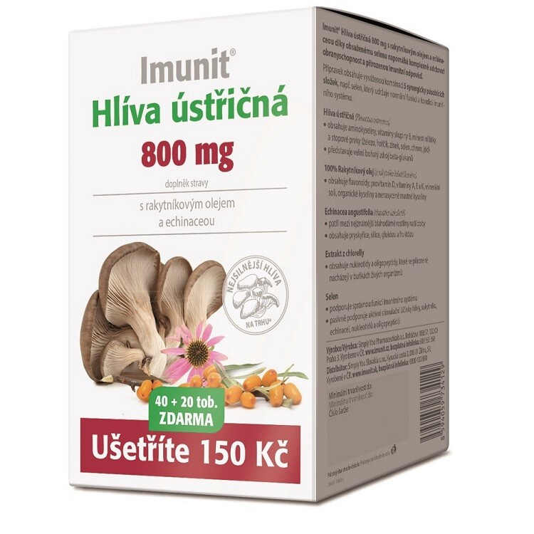 IMUNIT Hlíva ústřičná 800 mg s rakytníkem a echinaceou, 40+20 tobolek