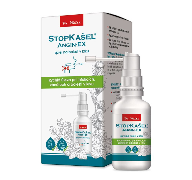 Dr. Weiss StopKašel ANGIN-EX sprej na bolest v krku, 30 ml