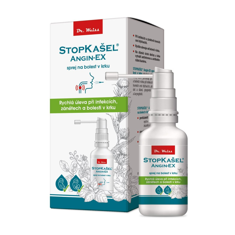 Dr. Weiss StopKašel ANGIN-EX sprej na bolest v krku, 30 ml