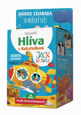 Imunit Hlíva JACK HLÍVÁK s rakytníkem pro děti, 60 tablet +3D mořský svět
