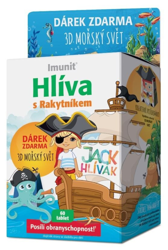 Imunit Hlíva JACK HLÍVÁK s rakytníkem pro děti, 60 tablet +3D mořský svět