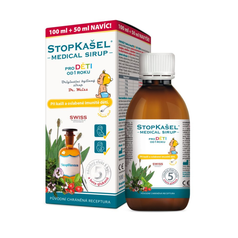 Dr. Weiss STOPKAŠEL Medical sirup OD 1 ROKU, 100+50ml NAVÍC