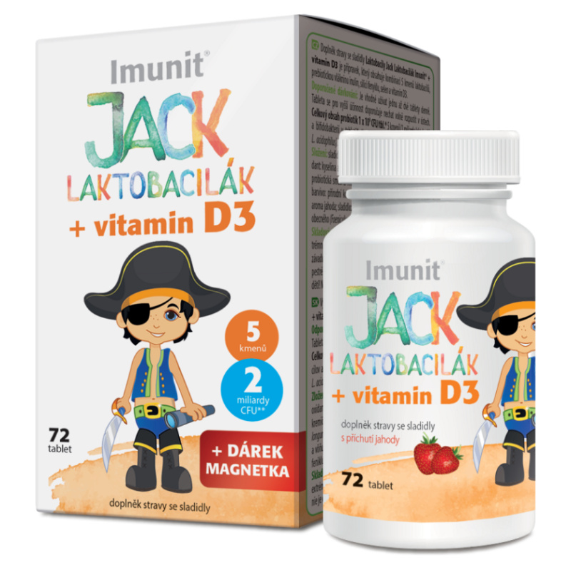 Imunit Laktobacily JACK LAKTOBACILÁK + vitamín D3, 72 tablet