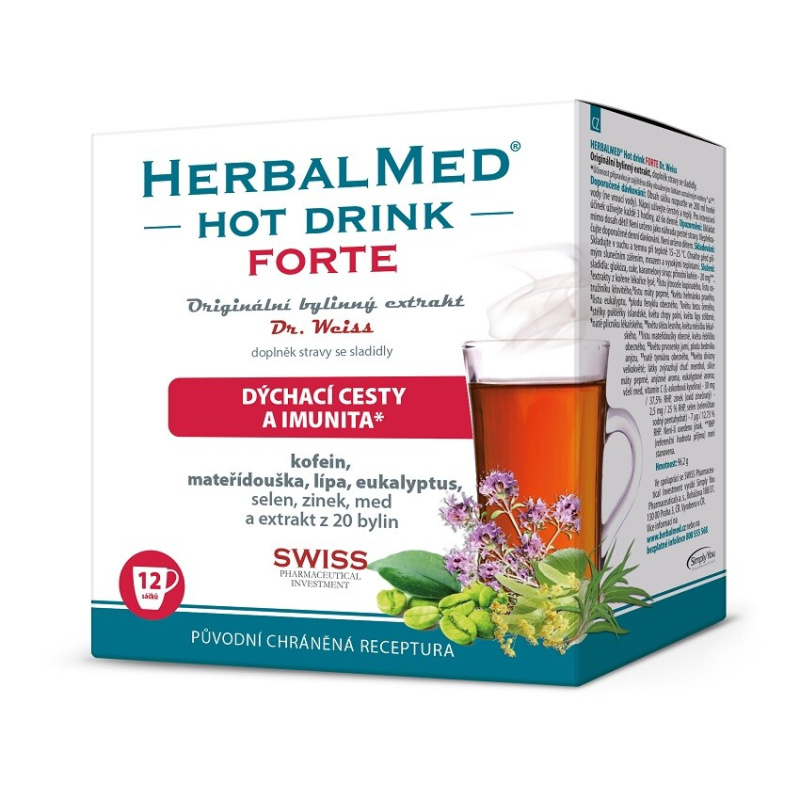 Dr. Weiss HerbalMed Hot Drink Forte s kofeinem, 12 sáčků