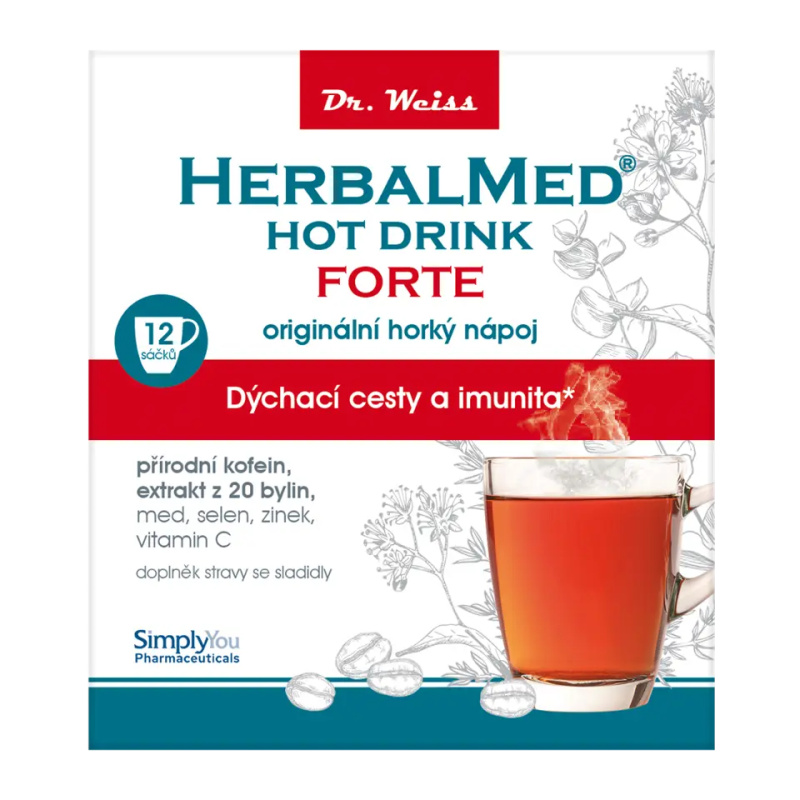 Dr. Weiss HerbalMed Hot Drink Forte s kofeinem, 12 sáčků