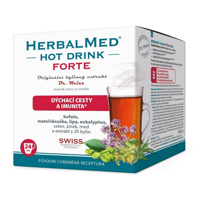 Dr. Weiss HerbalMed Hot Drink Forte s kofeinem, 24 sáčků
