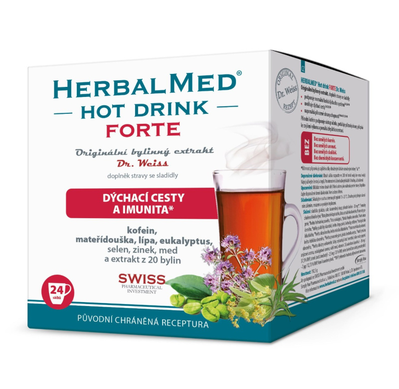Dr. Weiss HerbalMed Hot Drink Forte s kofeinem, 24 sáčků