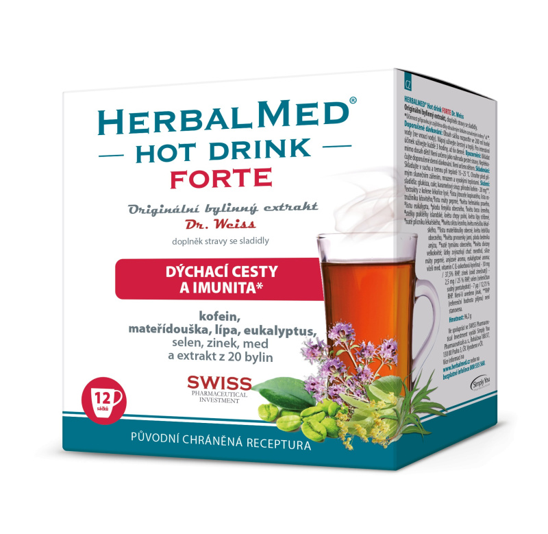 Dr. Weiss HerbalMed Hot Drink Forte s kofeinem, 24 sáčků