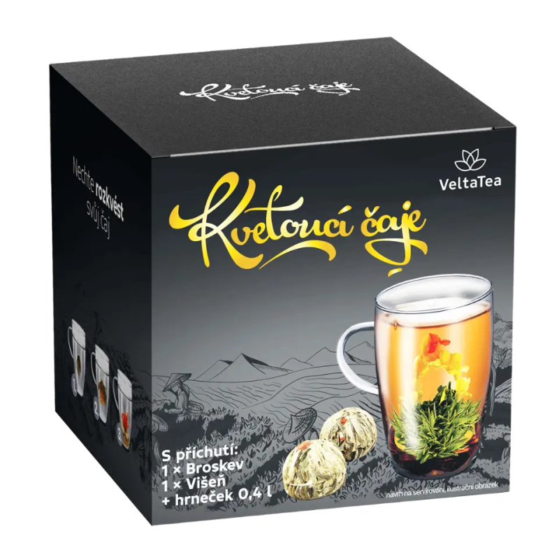 Velta Tea Dárková sada Kvetoucí čaje s hrnečkem Broskev a višeň