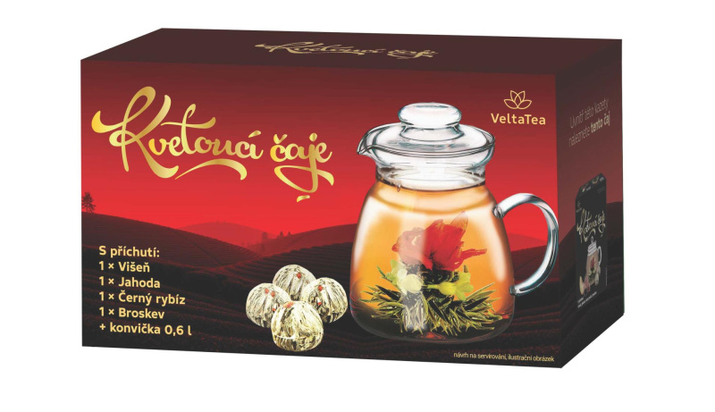 Velta Tea Dárková kazeta s konvičkou - červený přebal