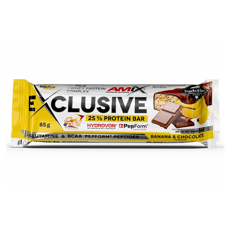 AMIX Exclusive Protein Bar, 85 g Příchuť: Čokoláda/Banán