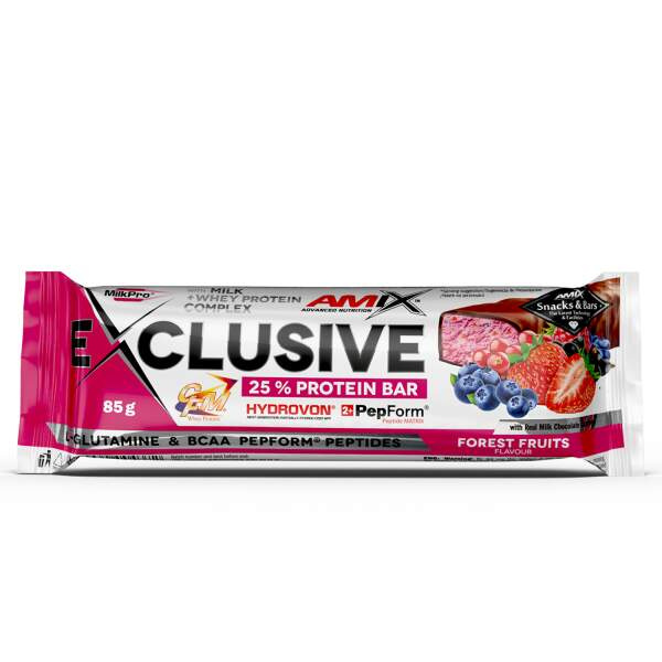 AMIX Exclusive Protein Bar, 85 g Příchuť: Lesní ovoce