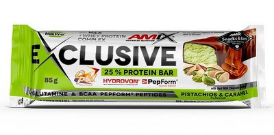 AMIX Exclusive Protein Bar, 85 g Příchuť: Pistácie/Karamel