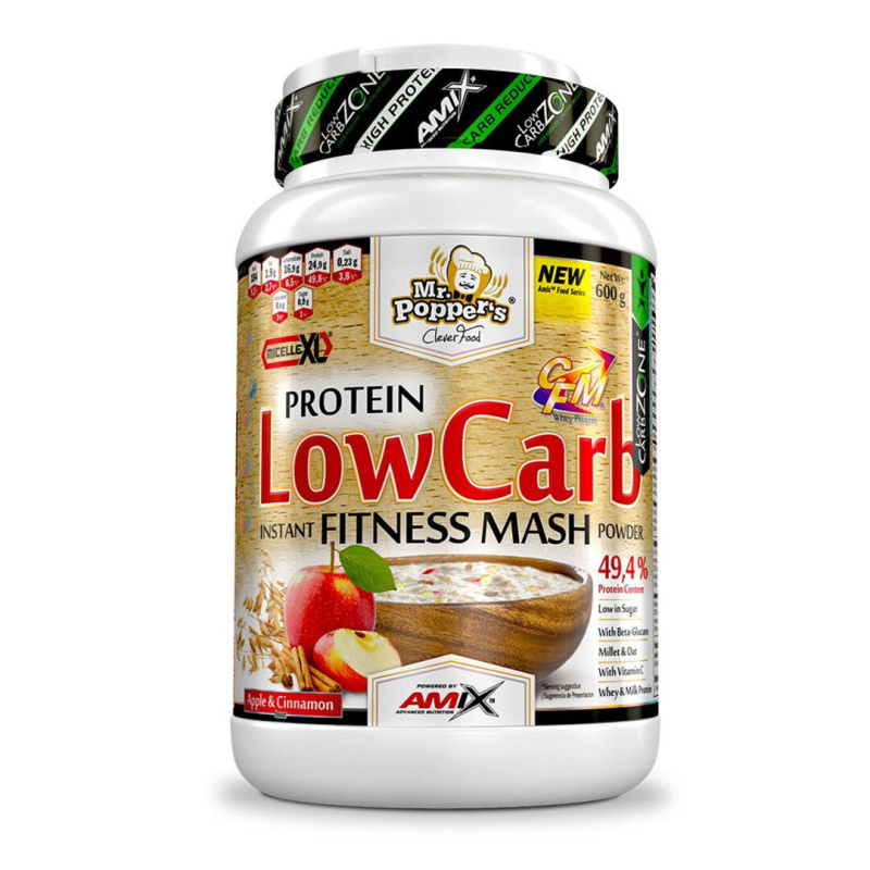 AMIX Mr.Poppers - Low Carb Fitness Mash, 600 g Příchuť: Jahoda/Vanilka