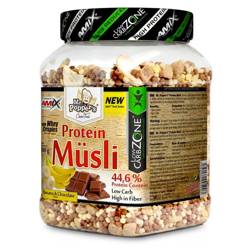 Amix Mr. Popper´s Protein Müsli, 500 g Příchuť: Vanilka/Malina