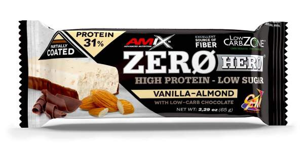 AMIX Zero Hero 31%, proteinová tyčinka, 65 g Příchuť: Vanilka/Mandle
