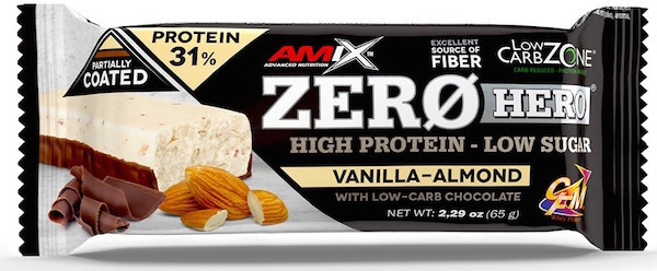AMIX Zero Hero 31%, proteinová tyčinka, 65 g Příchuť: Vanilka/Mandle